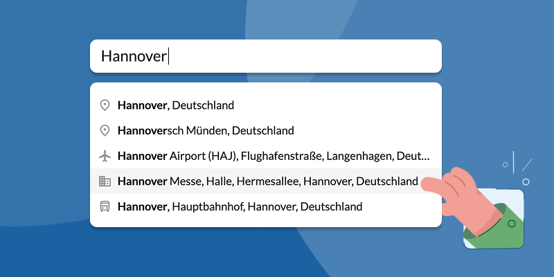 Autovervollständigung Orte Firmen und mehr