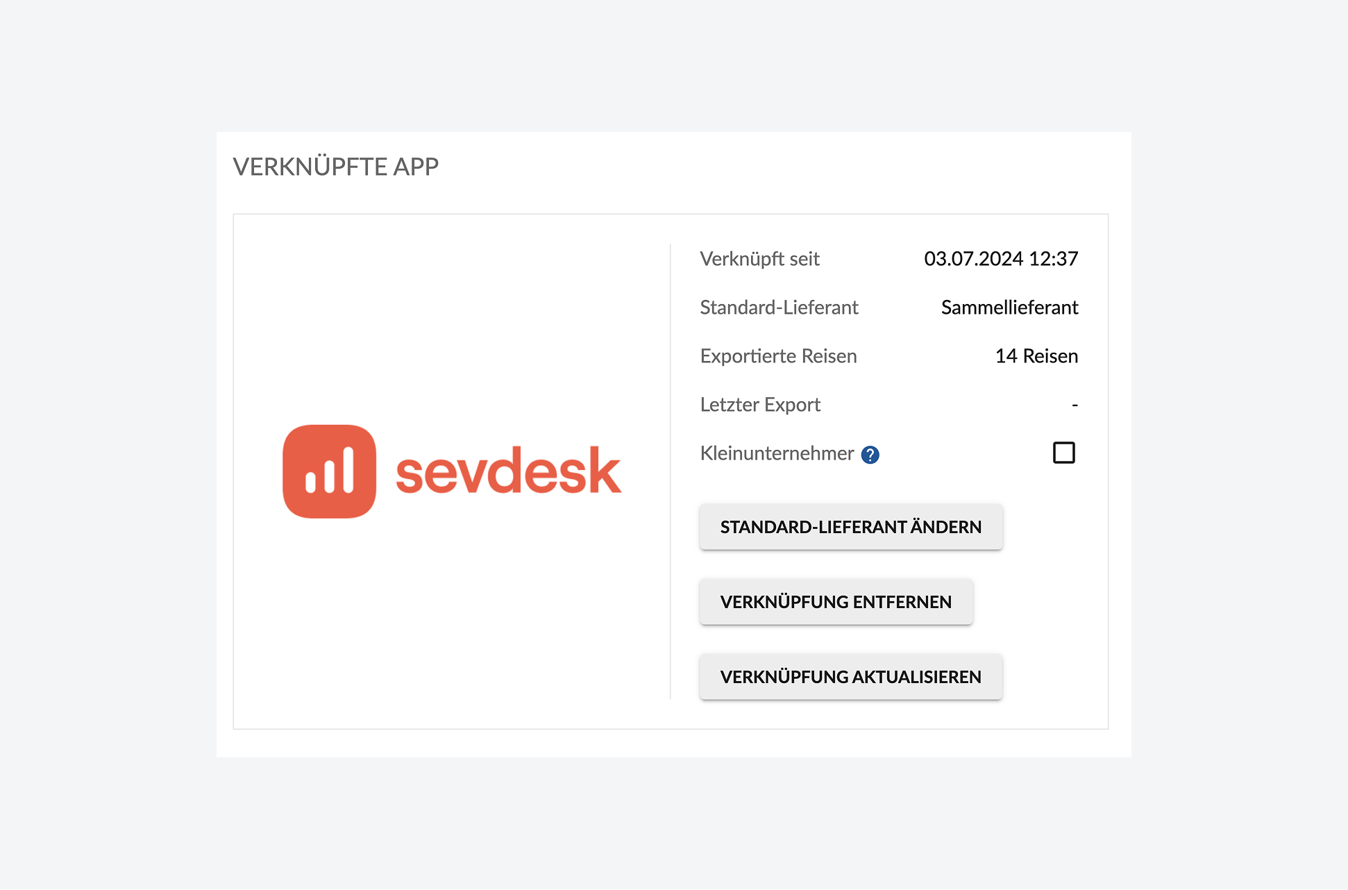 sevdesk Einstellungen